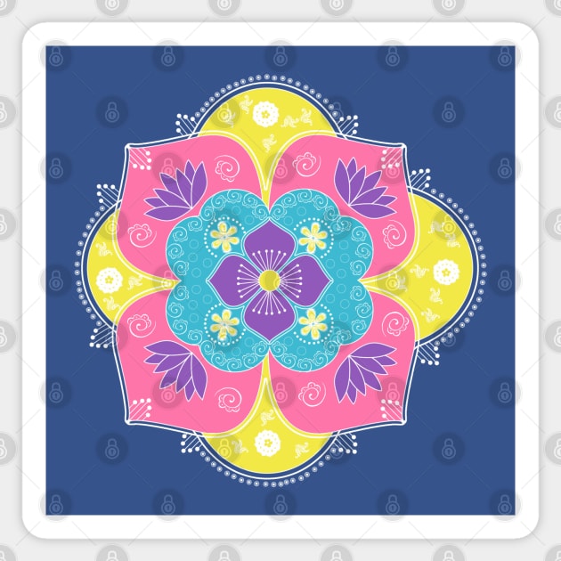 Bright Pastel Lotus Rangoli Sticker by HolidayBug